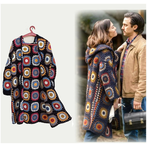 Handmade Jackets & Blazers - Crocheted Rebeccas Coat Granny square coat Afghan Cardigan, Hand knit coat, hood